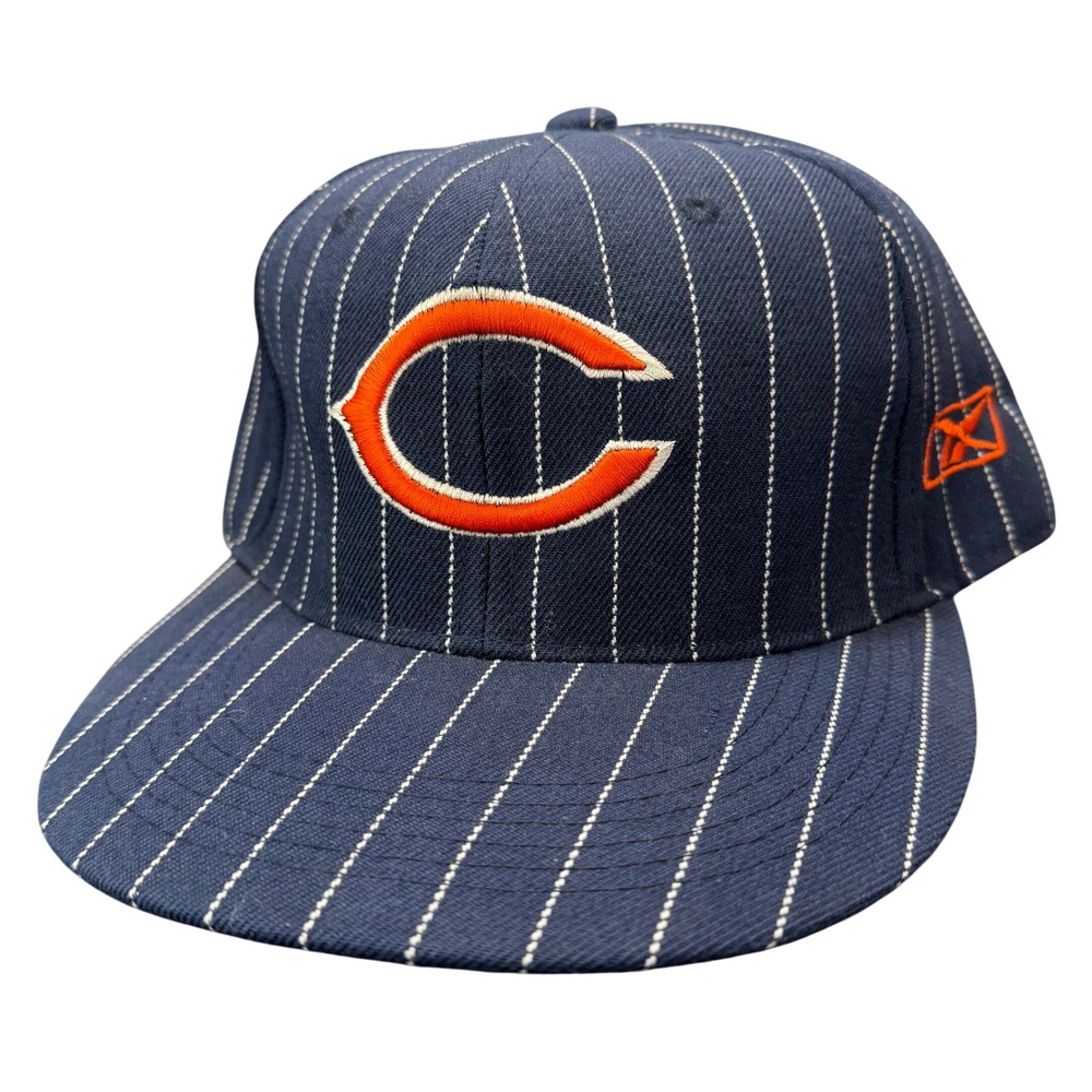 City Big Chicago Bears Hat Mens 7 1/4 Navy Blue Pinstripe Fitted NFL Cap